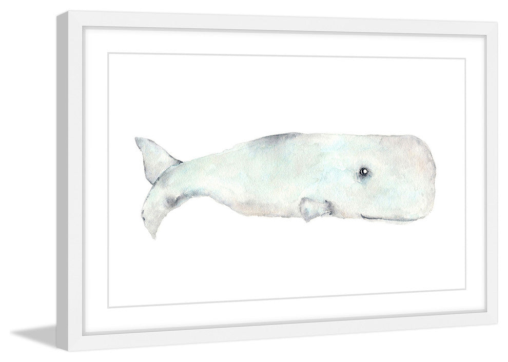 Marmont Hill, "Happy Whale" by Thimble Sparrow Framed Painting Print, 30x20