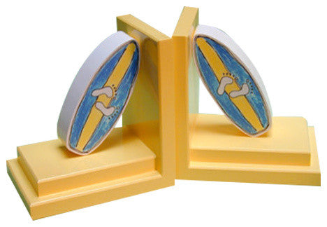 Footprint Surfboard Bookends, Yellow