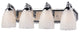 4-Light Vanity, Polished Chrome, Snow White Glass