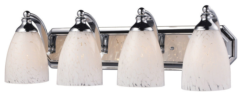 4-Light Vanity, Polished Chrome, Snow White Glass