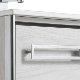 Oakville Bath Vanity, Ceramic Sink, Mild Grey Oak, 30 Inch, Chrome Hardware