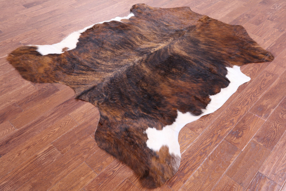 6' 8" X 6' 0" Brindle Natural Cowhide Rug C1937