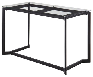 Masters Office Desk, Black Steel, Clear Glass