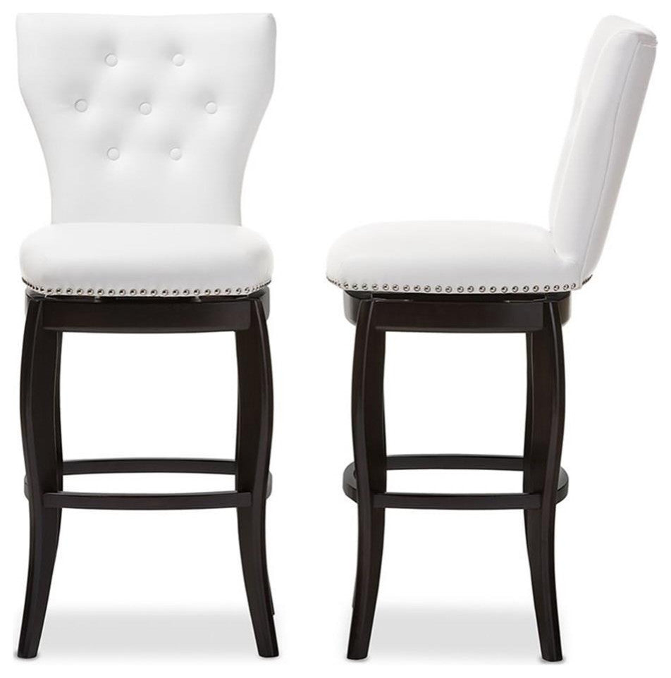 Baxton Studio Leonice 31" Faux Leather Swivel Bar Stool (Set of 2)
