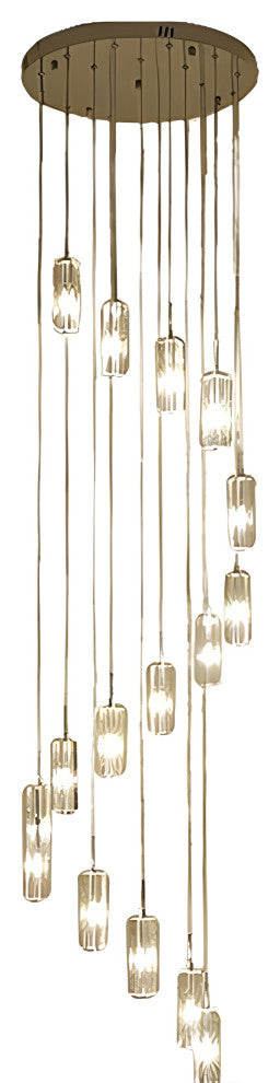 Cannes | Staircase Pendant Crystal Long Light Fixture, 30 Lights