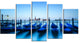 "Venice Gondolas At Blue Sunset" Seashore Wall Art, 5 Panels, 60"x32"