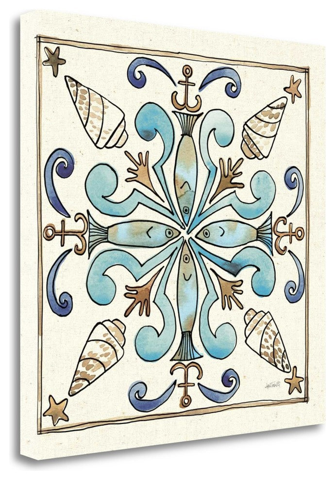 "Coastal Breeze Tile IV" By Anne Tavoletti, Giclee Print on Gallery Wrap Canvas
