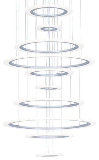 ET2 E22665-11 Saturn II 50" Tall 10 Ring LED Chandelier - Matte Silver