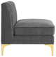 Tufted Sectional Sofa Set, Velvet, Gray, Modern, Living Lounge Hospitality