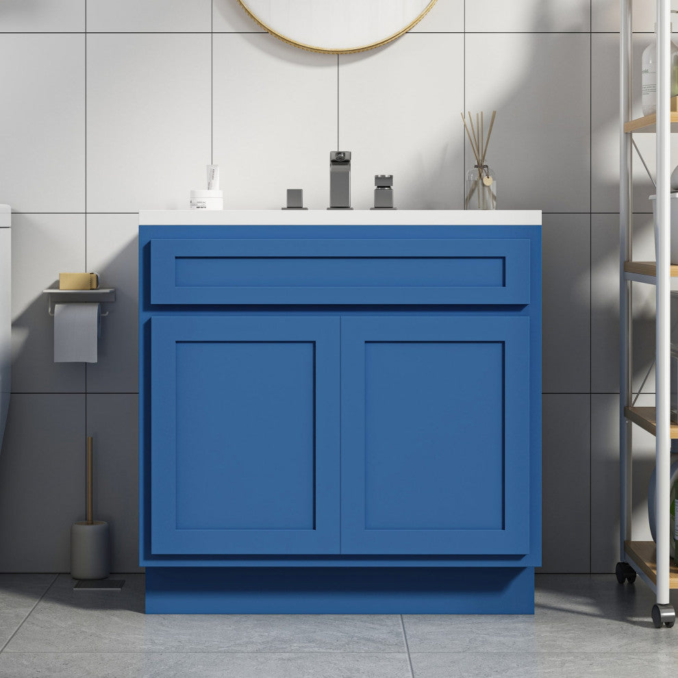 Vanity Art Vanity Base Cabinet, No Top, 36", Blue