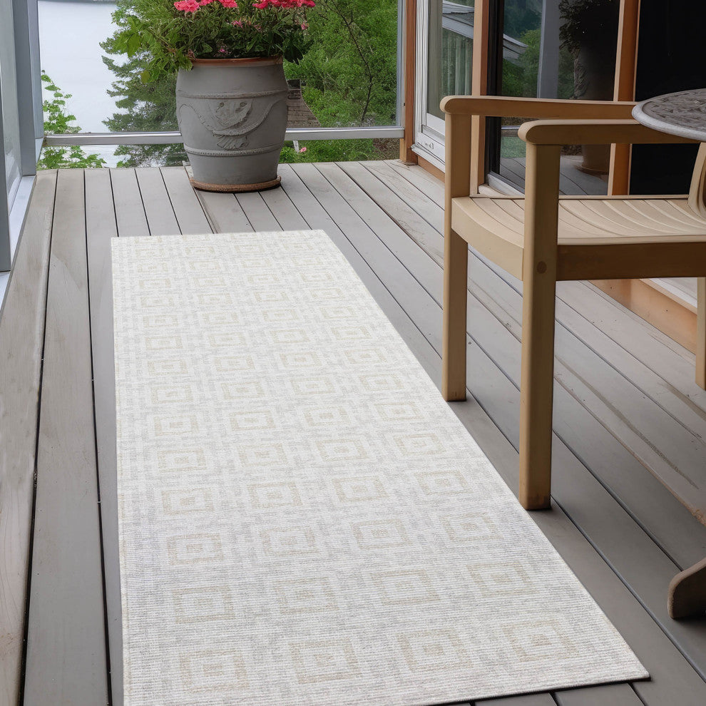 Indoor/Outdoor Marlo MO1 Linen Machine Washable 2'3" x 7'6" Rug