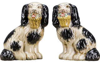 Dogs With Basket, Black, 2-Piece Set