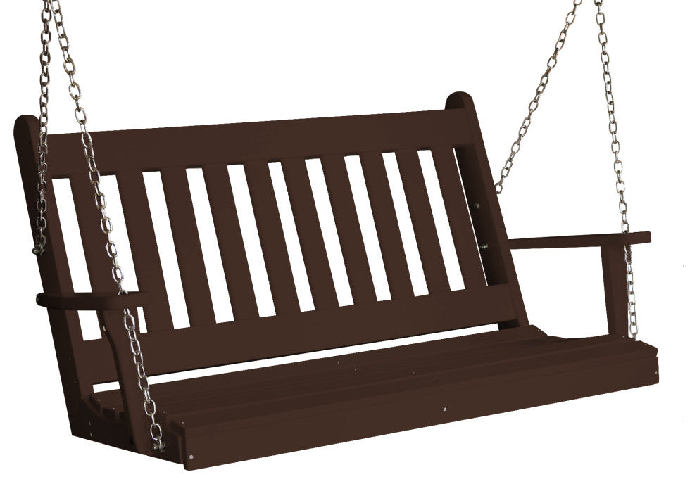 Poly Traditional English Porch Swing, Tudor Brown, 5 Foot