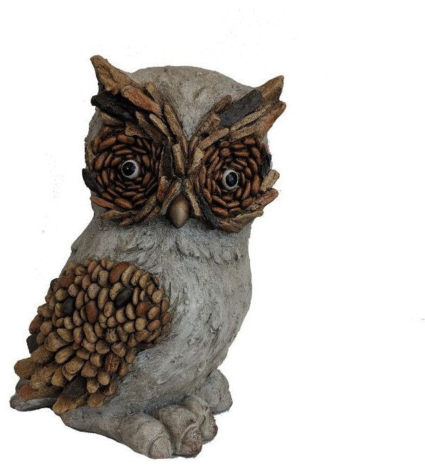 15" Brown and Charcoal Owl Indoor Outdoor Statue