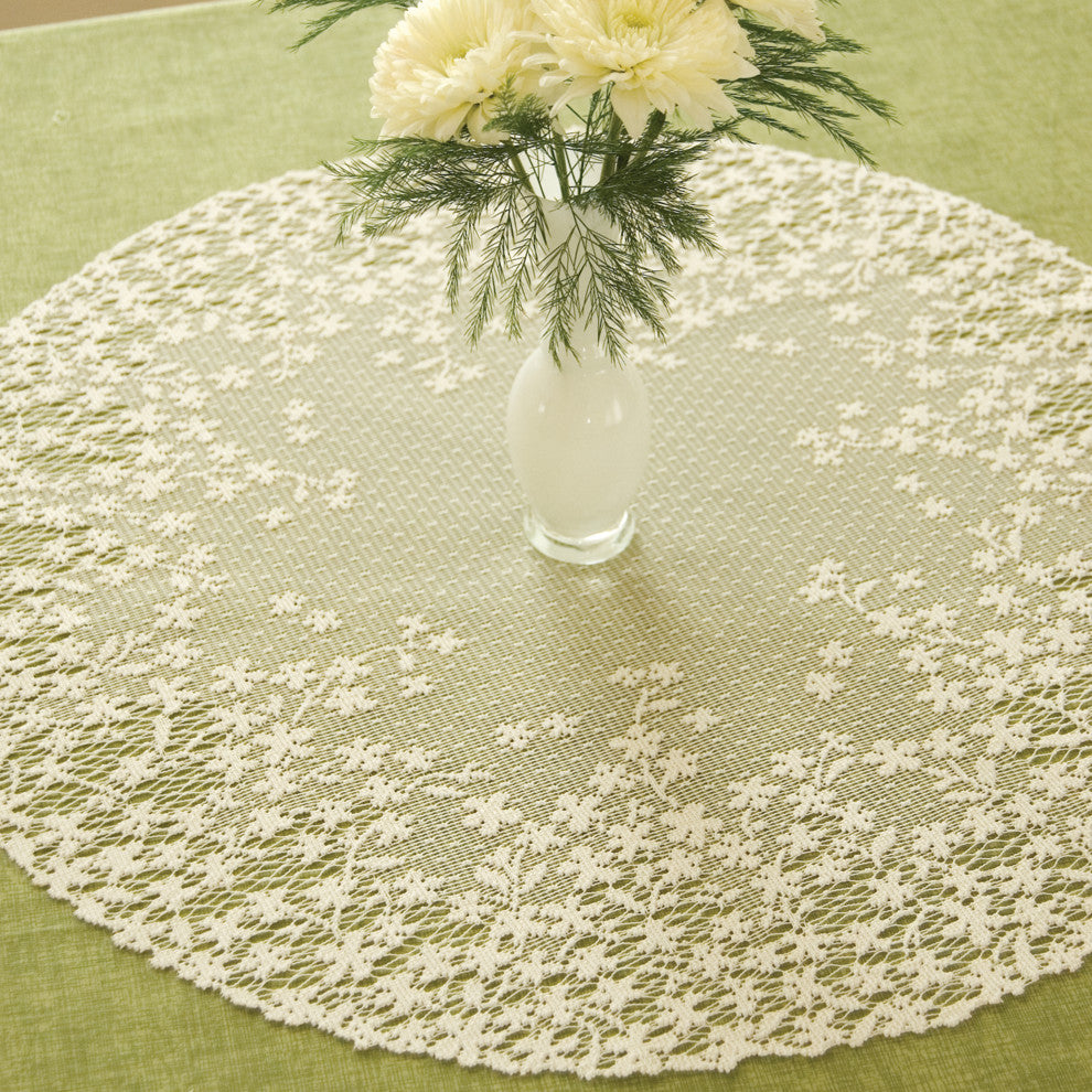 Blossom 20" Round Doily, Set of 2, Ecru