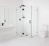 78"x50"x35" Frameless 90 Degree Shower Enclosure Glass Hinge, Matte Black