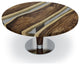 Opaque Black Epoxy Resin & Walnut Wood Round Coffee Table, 35.5" (90cm)_Clear
