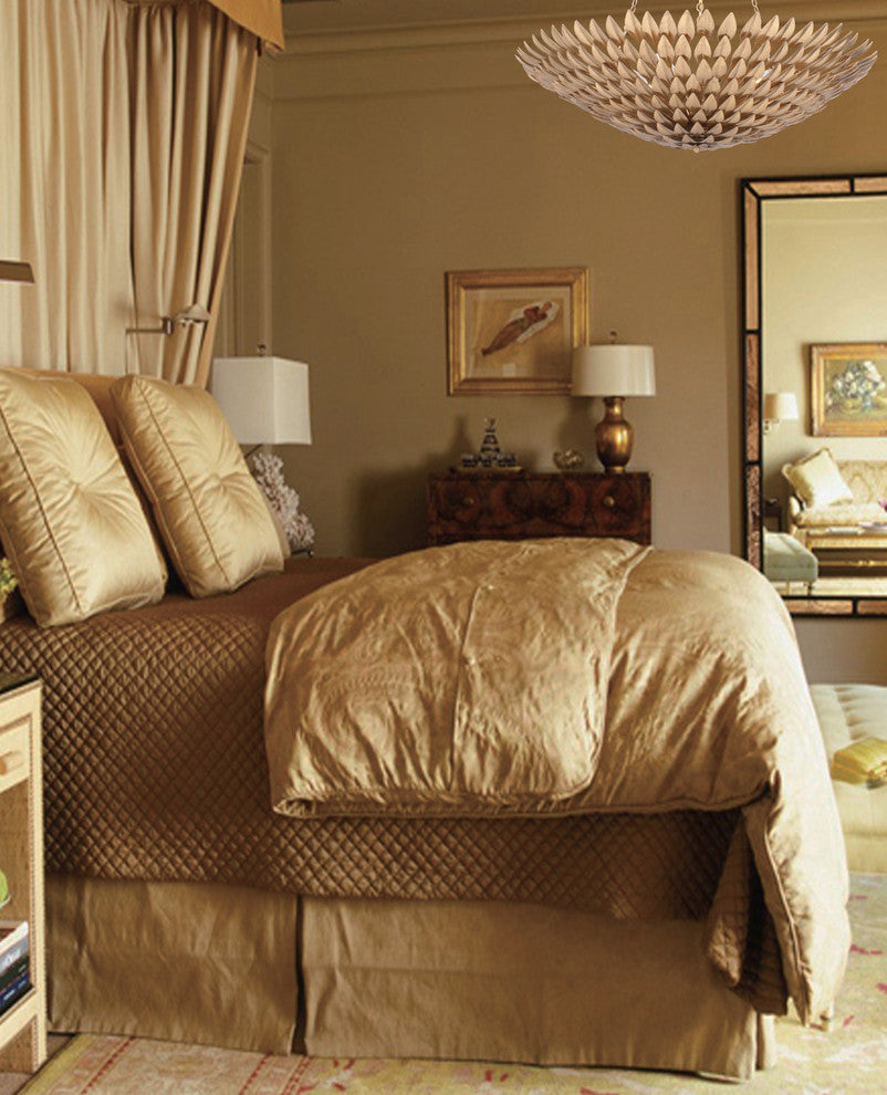 Broche 6 Light Antique Gold Leaf Chandelier