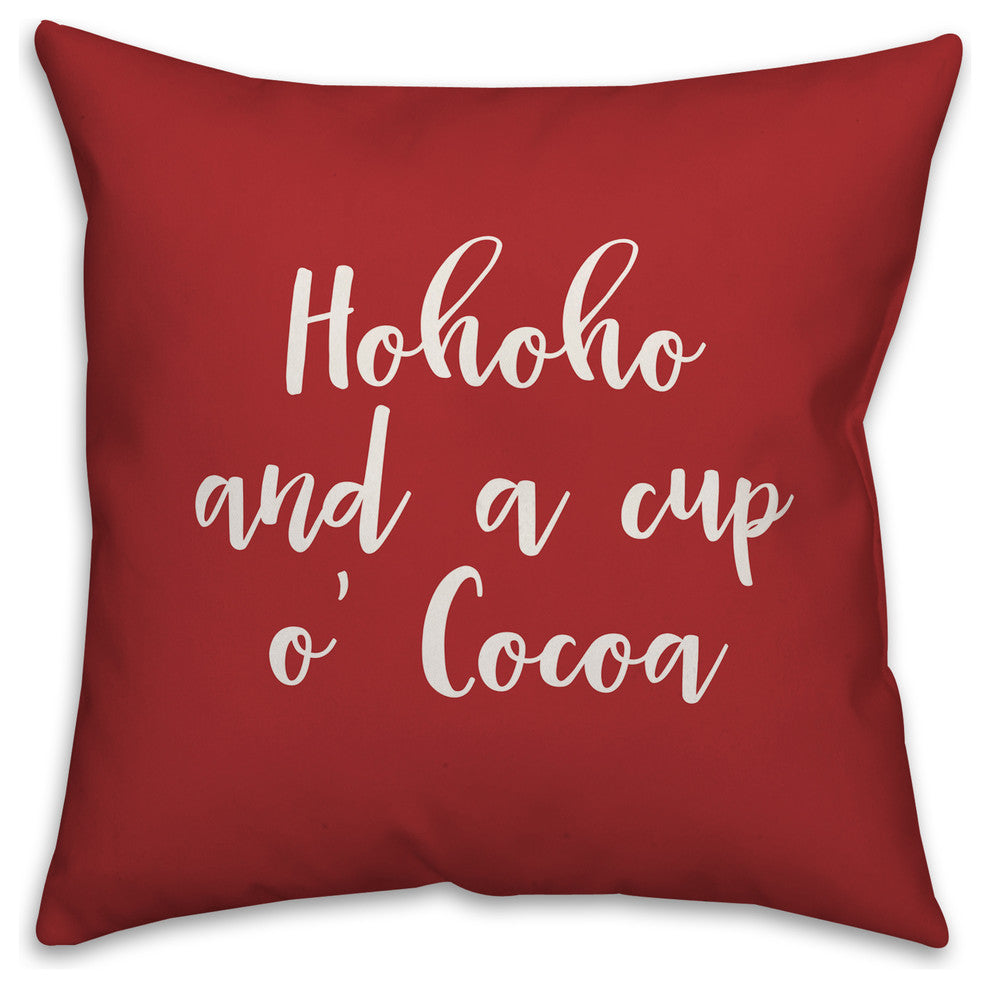 Hohoho And  A Cup O' Cocoa, Red 18x18 Throw Pillow