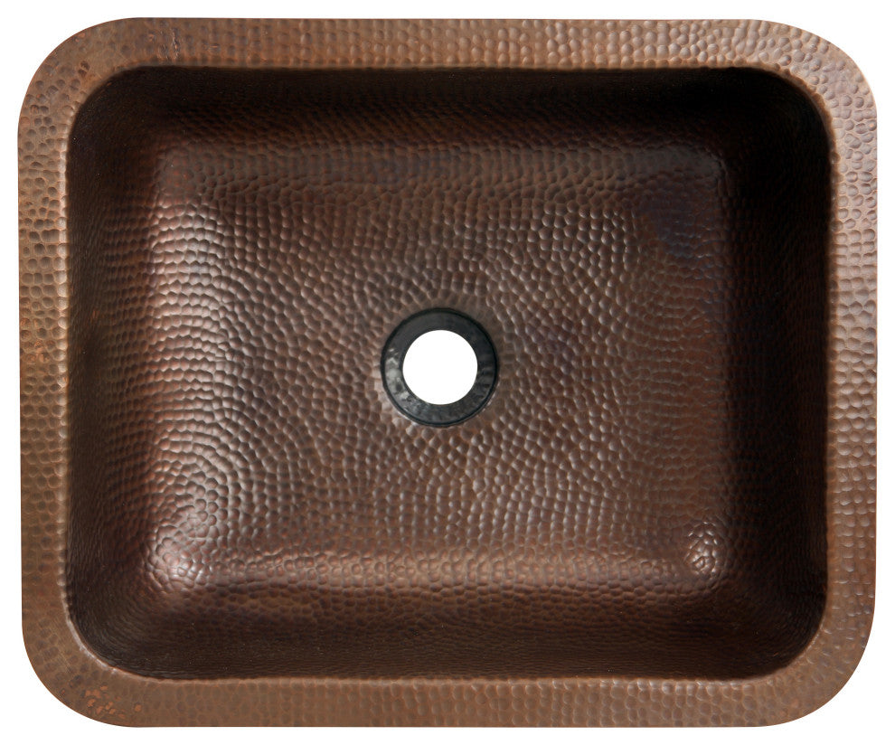 Nantucket Sinks 17"x14" Hammered Copper Rectangle Bath Sink