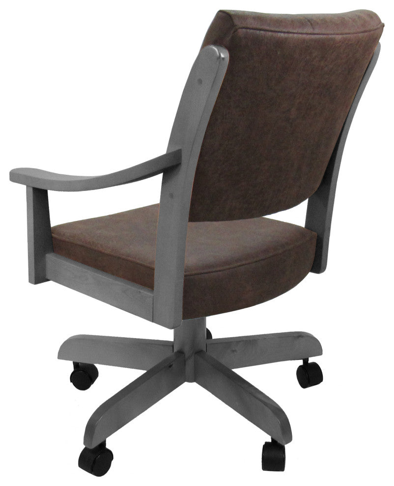 Swivel Wood Dining Caster Chair with Wheels - Casa, Northwest Whiskey - Grey