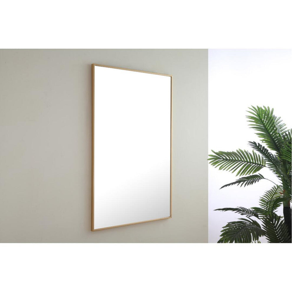 Elegant Eternity Metal Frame Rectangle Mirror 28 Inch Brass