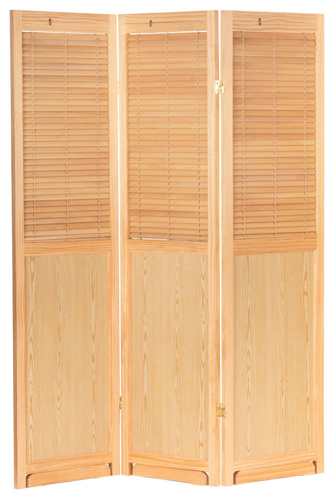 6'' Tall Adjustable Shutter Room, Natural, 3 Panel