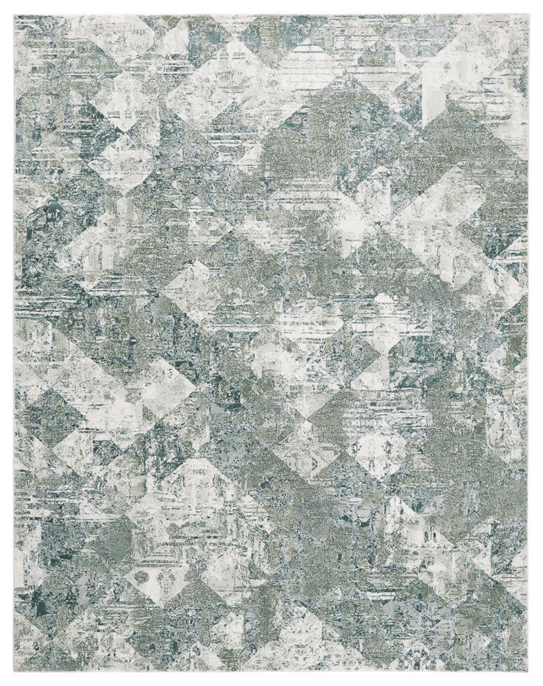 Halton Contemporary Distressed Rug, Iceberg Green, 10'x13'