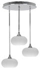 Empire 3-Light Cluster Pendalier, Chrome/White Muslin