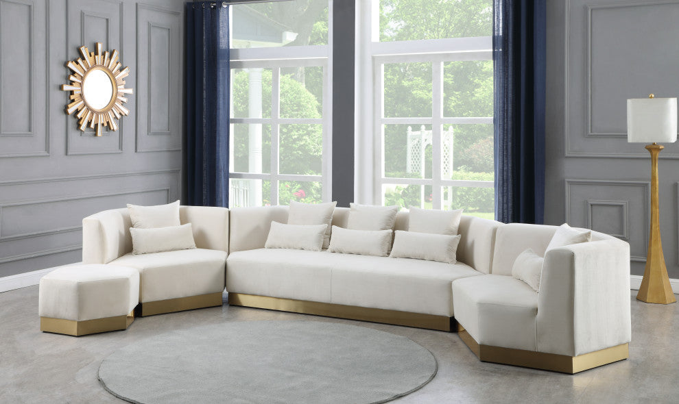 Marquis Velvet Upholstered Set, Cream, Sofa