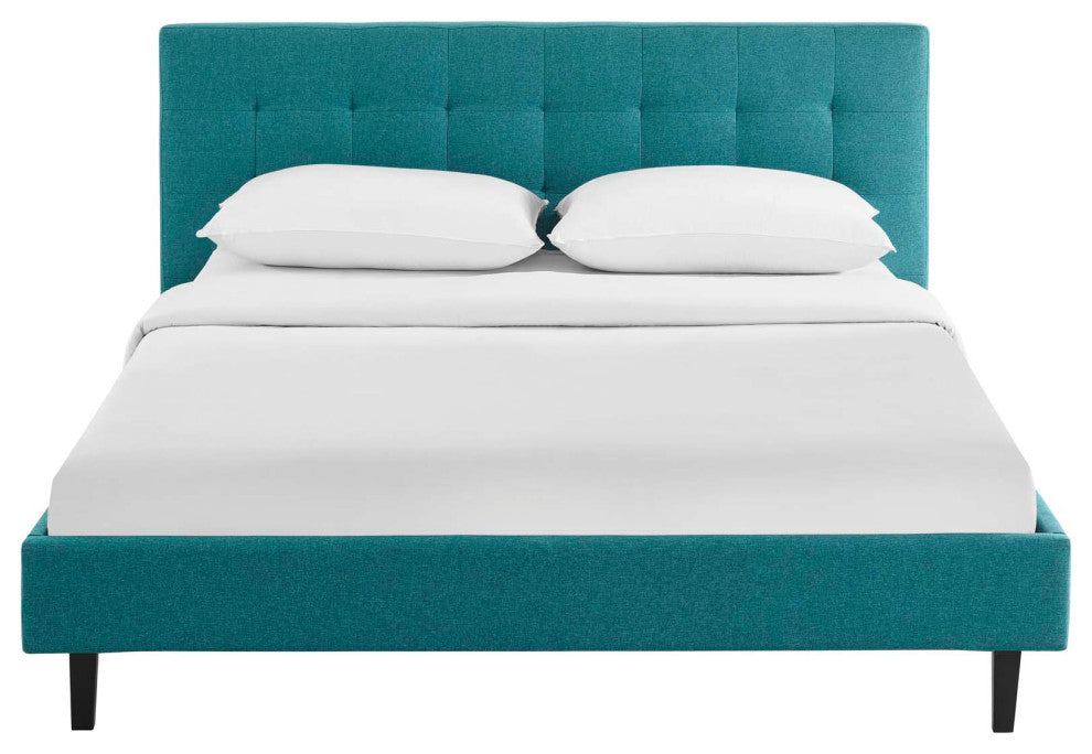 Teal Linnea Queen Fabric Bed