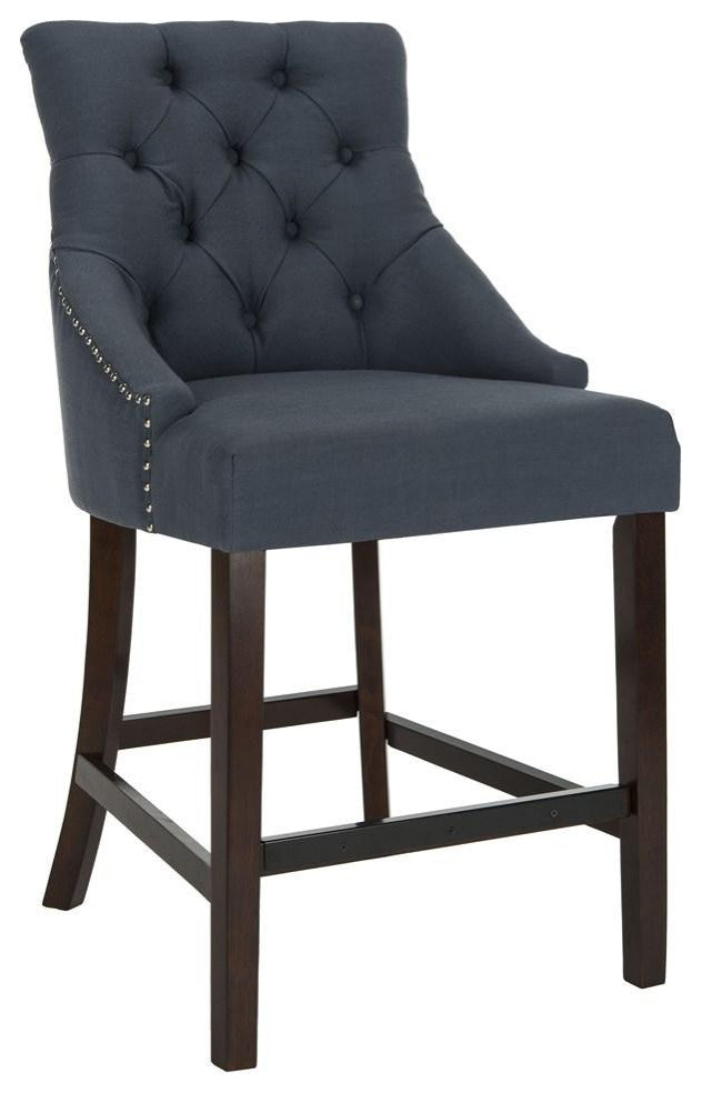 Safavieh Eleni Tufted Counterstool, Navy/Espresso