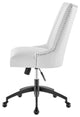 Computer Work Desk Tufted Chair, Faux Vegan Leather, Black White, Home Office