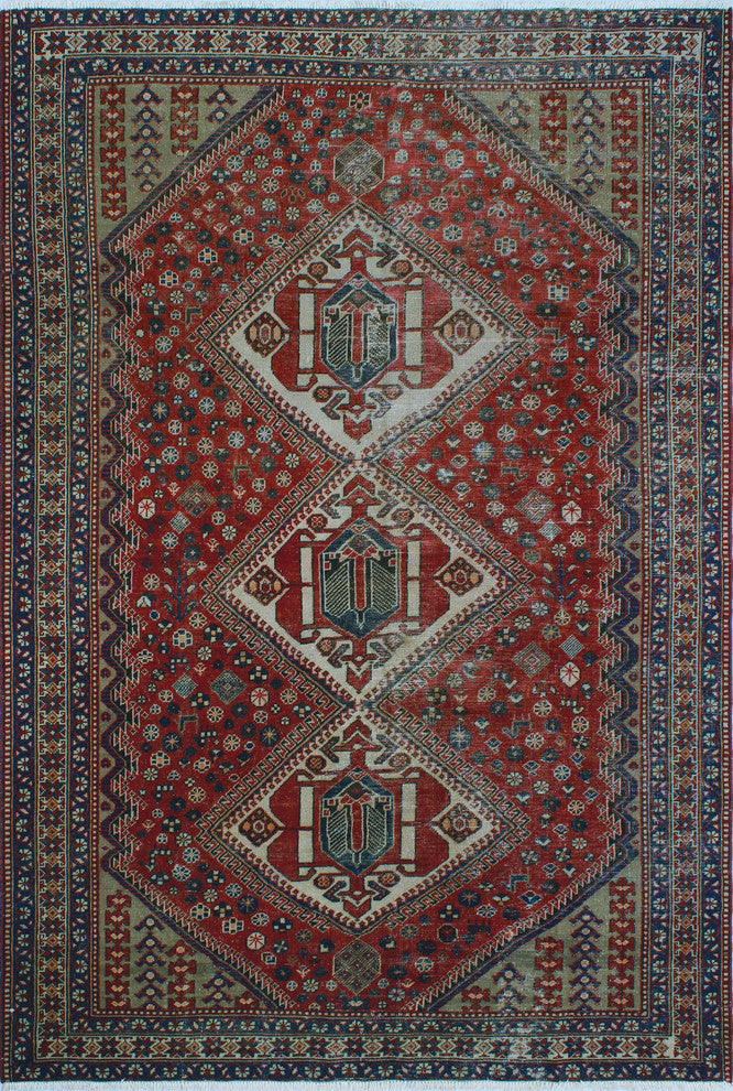 Vintage Distressed Mcarthur Red Rug, 6'9x9'9