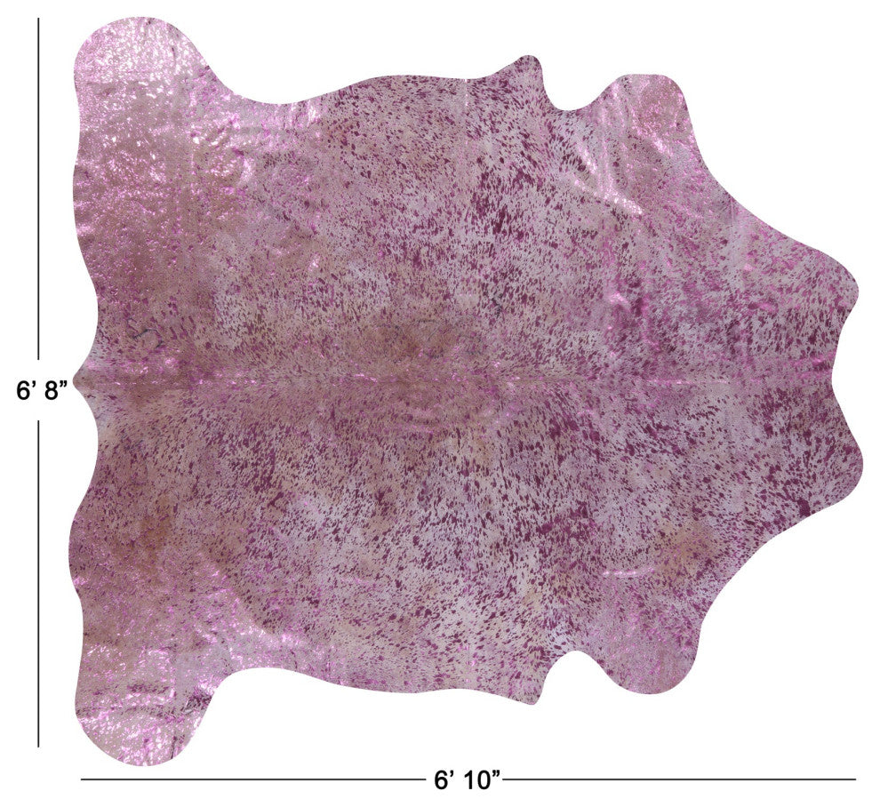 Pink Metallic Cowhide Rug 6' 10" X 6' 8" C2104