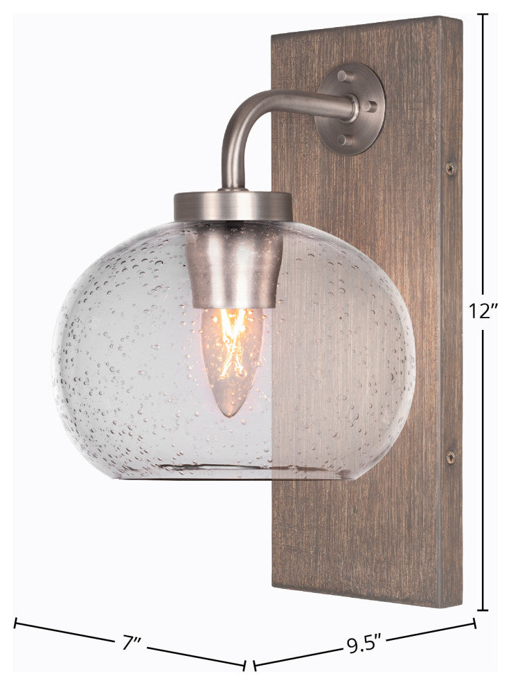 Oxbridge Wall Sconce, Graphite & Painted Distressed Metal, 7" Clear Bubble