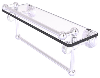Pacific Grove 16" Twisted Glass Shelf with Towel Bar, Satin Chrome
