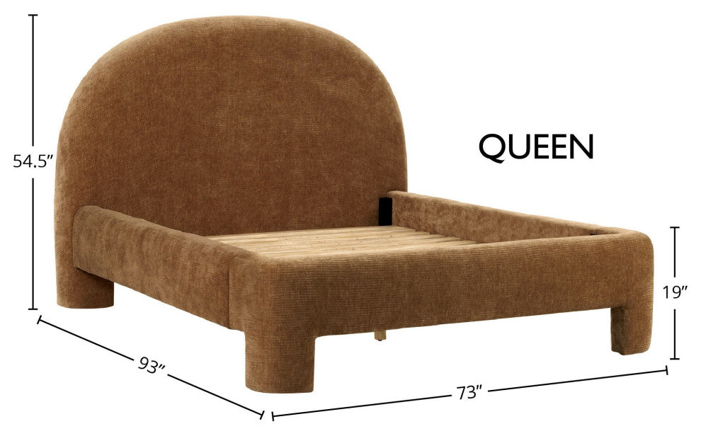 Nina Upholstered Platform Bed, Brown, Queen