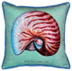 Betsy Drake Nautilus Shell Extra Large 22 X 22 Indoor / Outdoor Teal Pillow