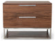 Contemporary Walnut and Stainless Steel Nightstand With Two Drawers