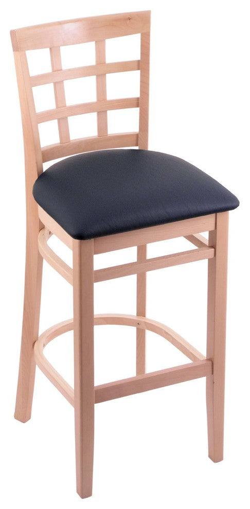 Holland Bar Stool, 3130 25 Stool, Natural Finish, Allante Dark Blue Seat