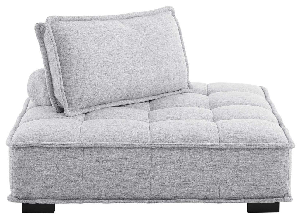 Saunter Tufted Fabric Armless Chair Light Gray