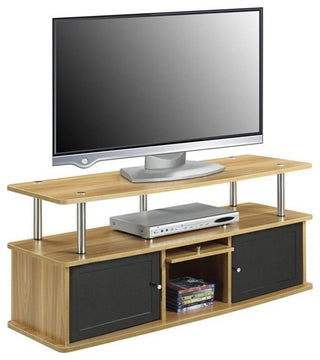Pemberly Row 47" TV Stand with 3 Cabinets in Light Oak