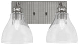 Edge 2-Light Bath Bar, Brushed Nickel Finish, 6.25" Clear Bubble Glass