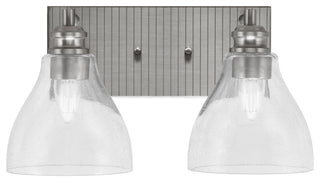 Edge 2-Light Bath Bar, Brushed Nickel Finish, 6.25" Clear Bubble Glass