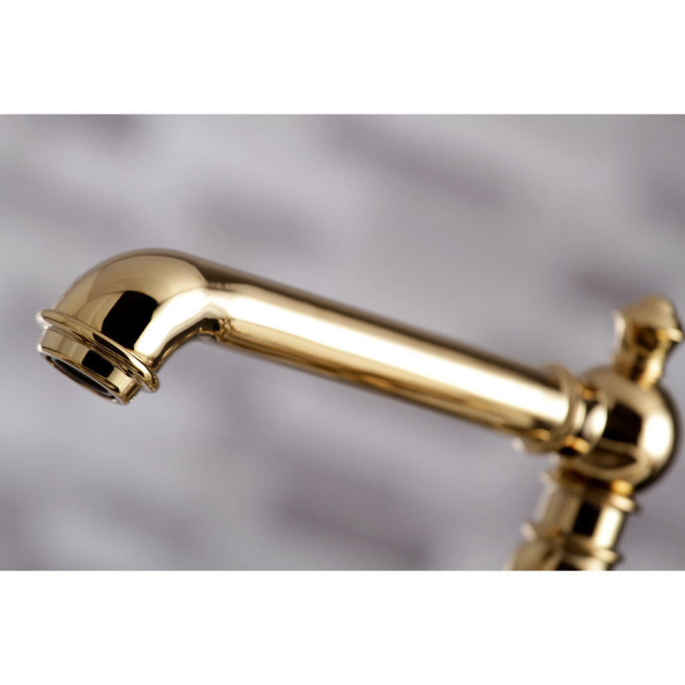 KS7272PKLBS Duchess Bridge Kitchen Faucet With Brass Sprayer, Polished Brass