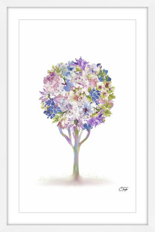 "Pastel Flower Tree" Framed Painting Print, 12"x18"