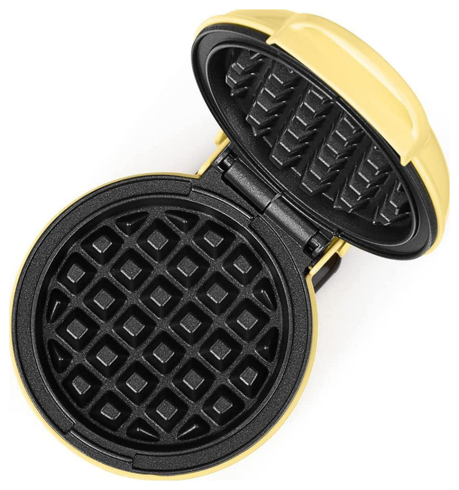 Personal Non-Stick Waffle Maker, Black - 4-inch Waffles in Minutes., Yellow