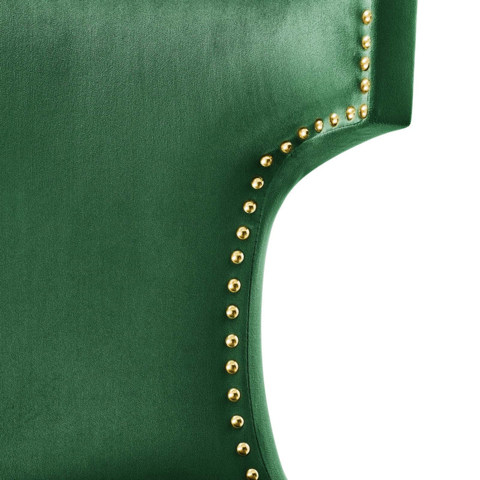 Dining Chair, Nailhead, Set of 2, Green, Velvet, Modern, Bistro Hospitality