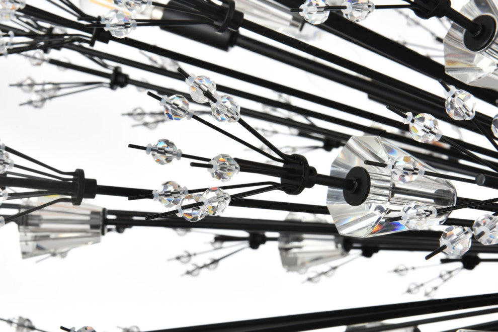 Victor 48" Crystal Starburst Oval Pendant, Black